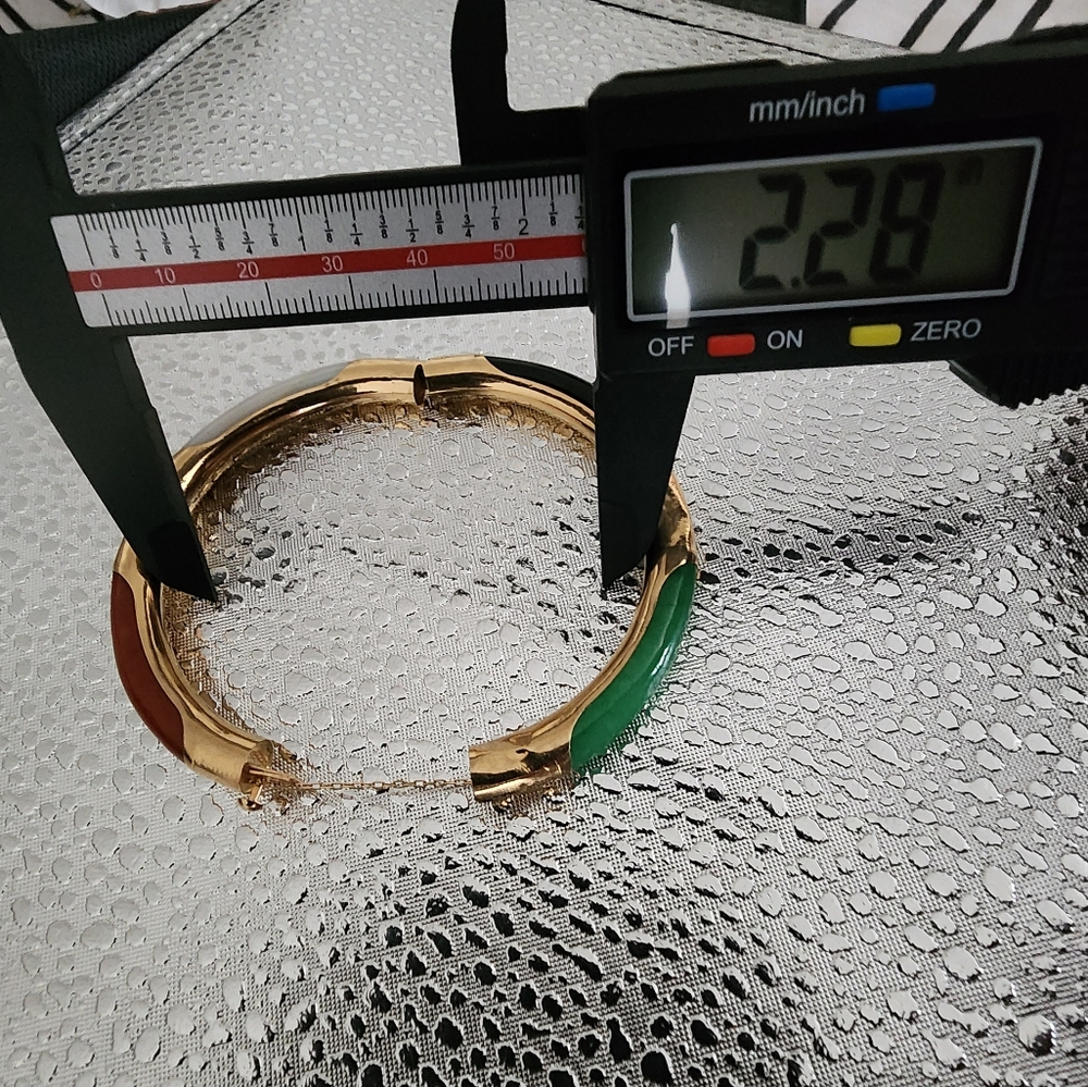 14k Gold Multicolor Jade Bangle - Picture 11 of 15